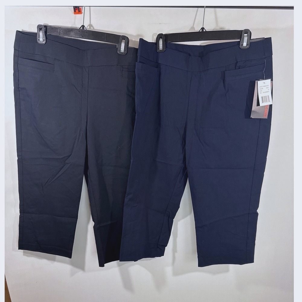 Briggs Women Comfort Waist Capri Pants Bundle Black Navy Blue Size 14 2-Pack NWT